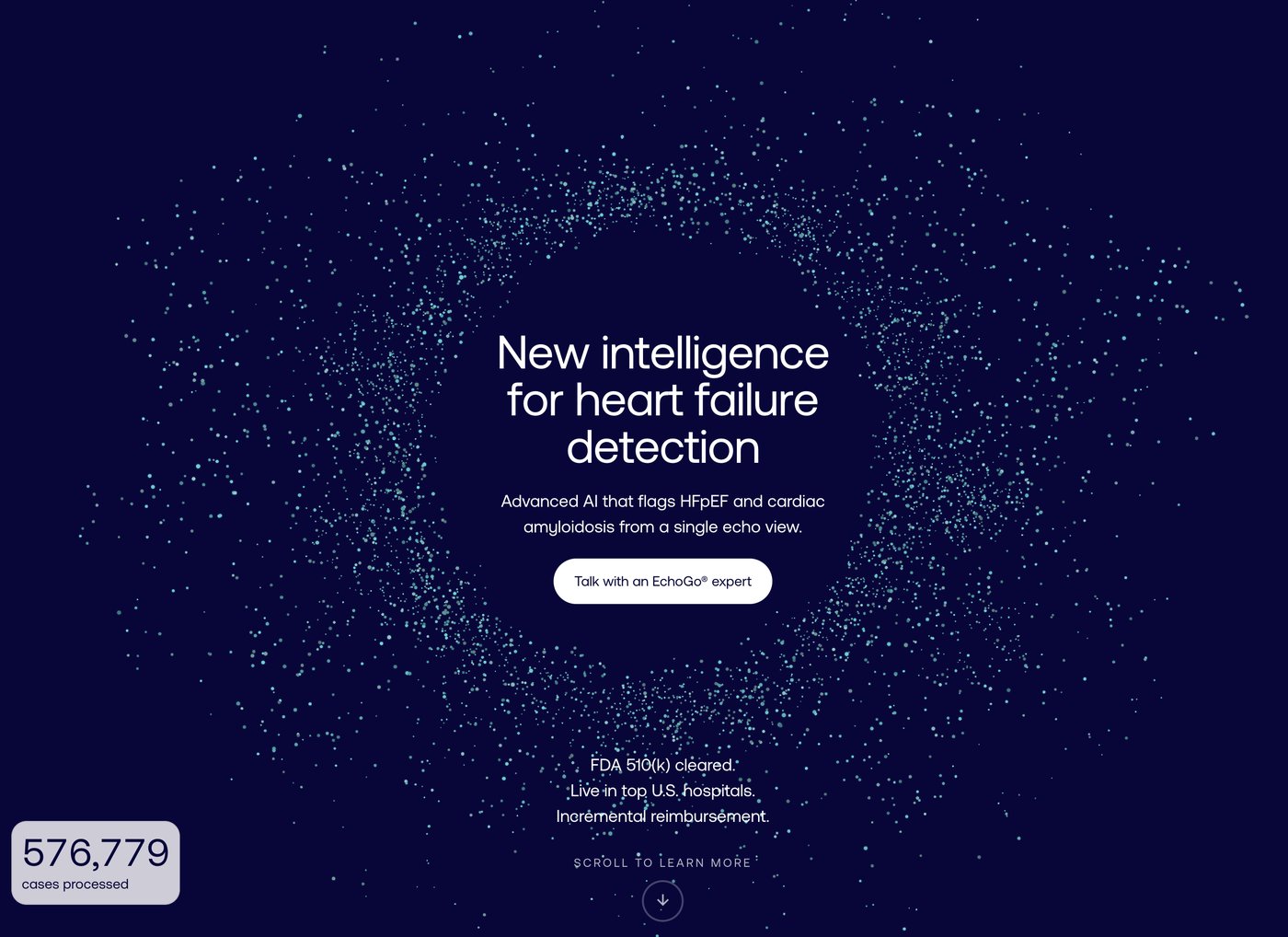 Ultromics homepage hero: New intelligence for heart failure detection